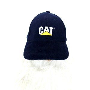 Cat Strapback Hat Adjustable Navy Blue Caterpillar Soft Cap Construction